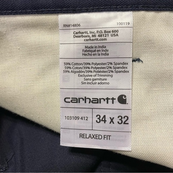 CARHARTT Rugged Flex Relaxed Fit Canvas Work Pant in Navy - Picture 6 of 9